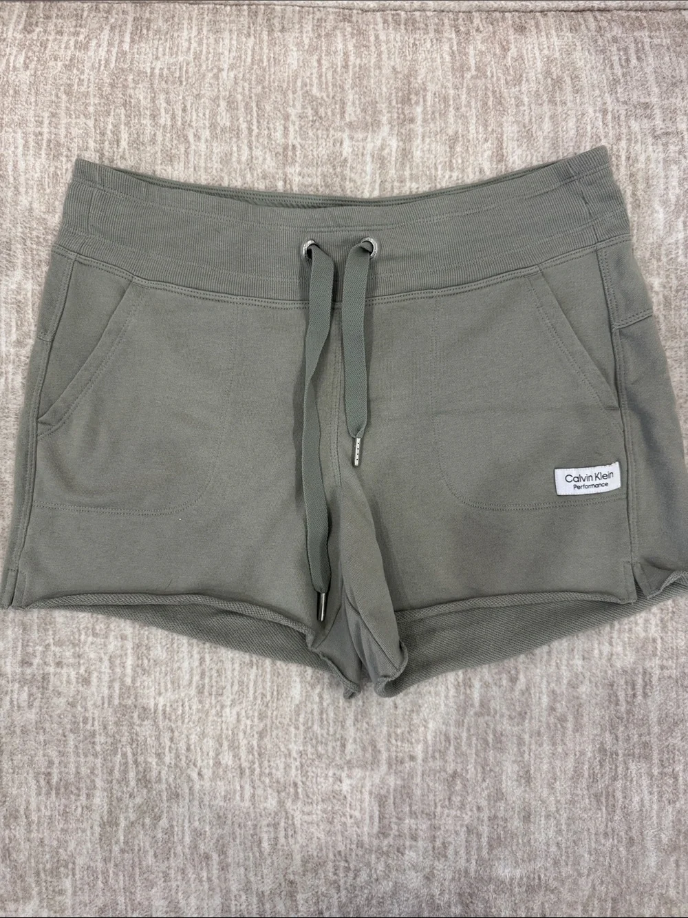 Calvin Klein Olive Green Drawstring Athletic Shorts